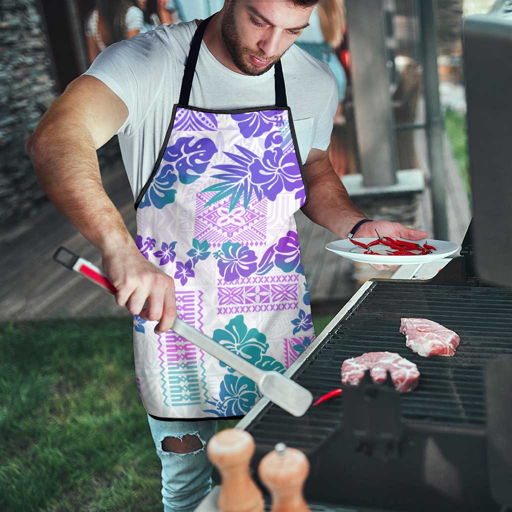 Vintage Hawaii Apron Hibiscus Tapa Tribal With Hawaiian Quilt Pattern Purple - Polynesian Pride