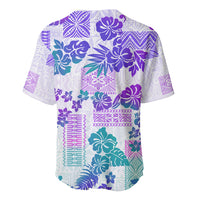 Vintage Hawaii Baseball Jersey Hibiscus Tapa Tribal With Hawaiian Quilt Pattern Purple LT9 - Polynesian Pride