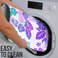 Vintage Hawaii Bathroom Set Hibiscus Tapa Tribal With Hawaiian Quilt Pattern Purple - Polynesian Pride