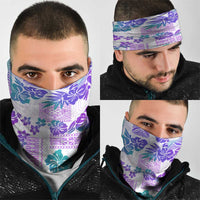 Vintage Hawaii Neck Gaiter Hibiscus Tapa Tribal With Hawaiian Quilt Pattern Purple - Polynesian Pride