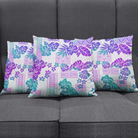 Vintage Hawaii Pillow Cover Hibiscus Tapa Tribal With Hawaiian Quilt Pattern Purple - Polynesian Pride