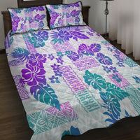 Vintage Hawaii Quilt Bed Set Hibiscus Tapa Tribal With Hawaiian Quilt Pattern Purple LT9 - Polynesian Pride