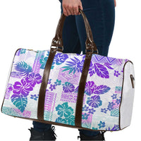 Vintage Hawaii Travel Bag Hibiscus Tapa Tribal With Hawaiian Quilt Pattern Purple - Polynesian Pride