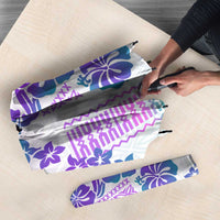 Vintage Hawaii Umbrella Hibiscus Tapa Tribal With Hawaiian Quilt Pattern Purple - Polynesian Pride