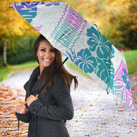 Vintage Hawaii Umbrella Hibiscus Tapa Tribal With Hawaiian Quilt Pattern Purple - Polynesian Pride