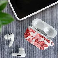 Vintage Hawaii AirPods Case Hibiscus Tapa Tribal With Hawaiian Quilt Pattern Red - Polynesian Pride
