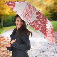 Vintage Hawaii Umbrella Hibiscus Tapa Tribal With Hawaiian Quilt Pattern Red - Polynesian Pride