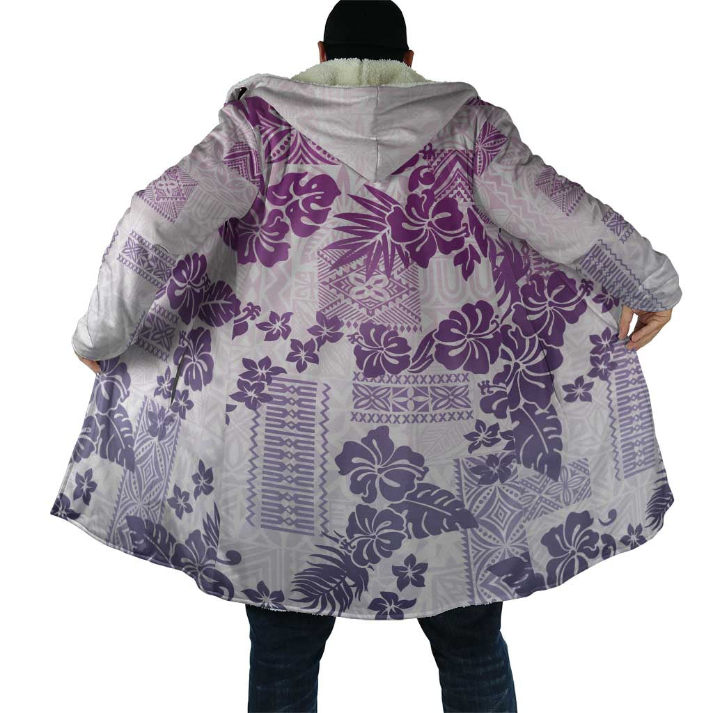 Vintage Hawaii Cloak Hibiscus Tapa Tribal With Hawaiian Quilt Pattern Violet - Polynesian Pride