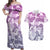 Vintage Hawaii Couples Matching Off Shoulder Maxi Dress and Hawaiian Shirt Hibiscus Tapa Tribal With Hawaiian Quilt Pattern Violet LT9 Violet - Polynesian Pride