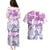 Vintage Hawaii Couples Matching Puletasi Dress and Hawaiian Shirt Hibiscus Tapa Tribal With Hawaiian Quilt Pattern Violet LT9 - Polynesian Pride