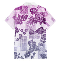 Vintage Hawaii Family Matching Summer Maxi Dress and Hawaiian Shirt Hibiscus Tapa Tribal With Hawaiian Quilt Pattern Violet LT9 - Polynesian Pride