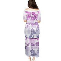 Vintage Hawaii Puletasi Hibiscus Tapa Tribal With Hawaiian Quilt Pattern Violet LT9 - Polynesian Pride