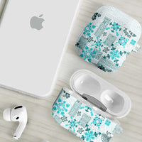 Hawaii Tapa Tribal AirPods Case With Hawaiian Quilt Pattern Aqua - Polynesian Pride