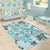 Hawaii Tapa Tribal Area Rug With Hawaiian Quilt Pattern Aqua LT9 - Polynesian Pride