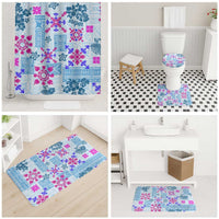 Hawaii Tapa Tribal Bathroom Set With Hawaiian Quilt Pattern Blue - Polynesian Pride