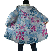 Hawaii Tapa Tribal Cloak With Hawaiian Quilt Pattern Blue - Polynesian Pride