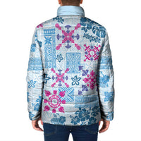 Hawaii Tapa Tribal Padded Jacket With Hawaiian Quilt Pattern Blue LT9 - Polynesian Pride