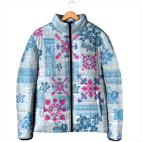 Hawaii Tapa Tribal Padded Jacket With Hawaiian Quilt Pattern Blue LT9 - Polynesian Pride