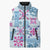 Hawaii Tapa Tribal Sleeveless Puffer Jacket With Hawaiian Quilt Pattern Blue - Polynesian Pride