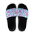 Hawaii Tapa Tribal Slide Sandals With Hawaiian Quilt Pattern Blue - Polynesian Pride