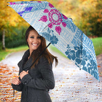 Hawaii Tapa Tribal Umbrella With Hawaiian Quilt Pattern Blue - Polynesian Pride