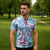Hawaii Tapa Tribal Zipper Polo Shirt With Hawaiian Quilt Pattern Blue - Polynesian Pride