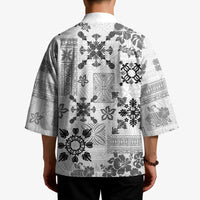 Hawaii Tapa Tribal Kimono With Hawaiian Quilt Pattern Black - Polynesian Pride