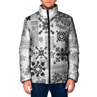 Hawaii Tapa Tribal Padded Jacket With Hawaiian Quilt Pattern Black LT9 Men Black - Polynesian Pride