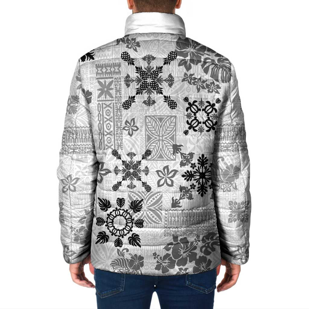 Hawaii Tapa Tribal Padded Jacket With Hawaiian Quilt Pattern Black LT9 - Polynesian Pride