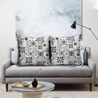 Hawaii Tapa Tribal Pillow Cover With Hawaiian Quilt Pattern Black - Polynesian Pride