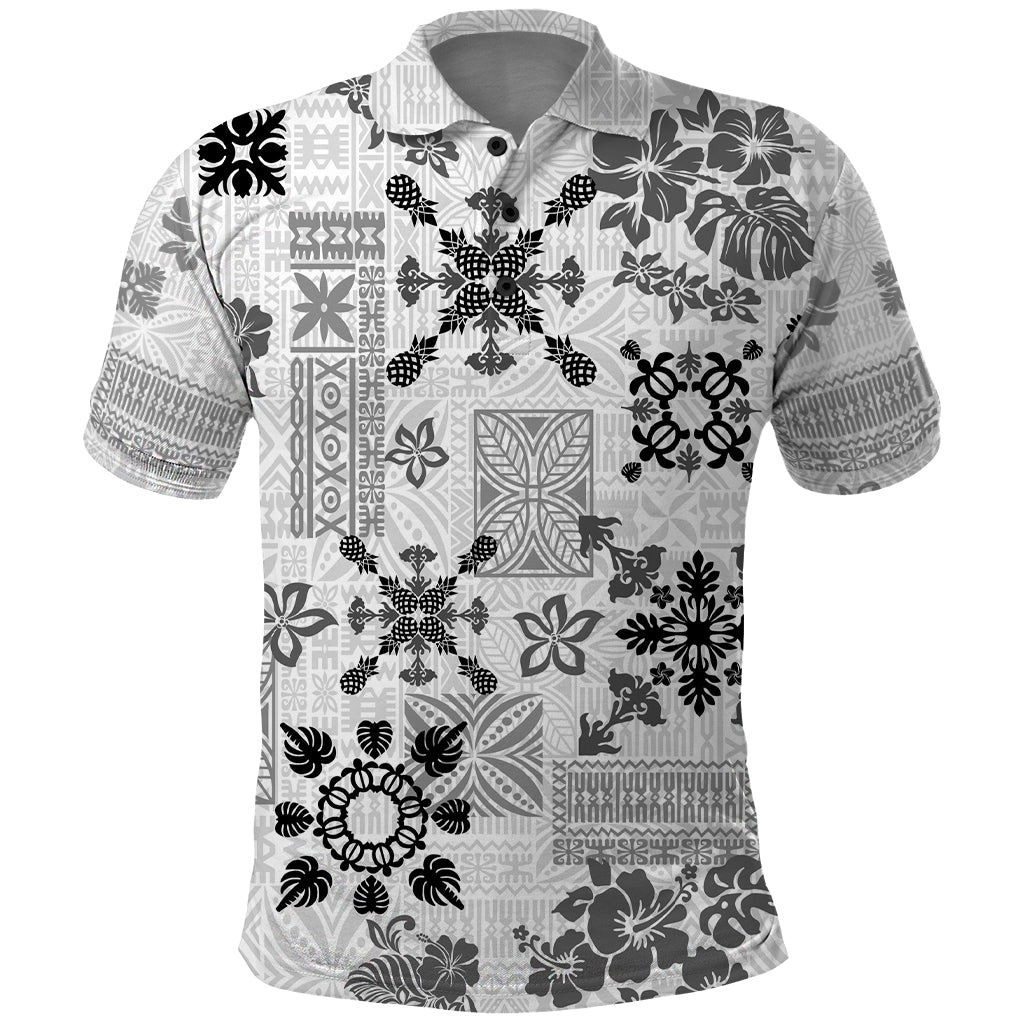 Hawaii Tapa Tribal Polo Shirt With Hawaiian Quilt Pattern Black LT9 Black - Polynesian Pride