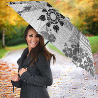 Hawaii Tapa Tribal Umbrella With Hawaiian Quilt Pattern Black - Polynesian Pride