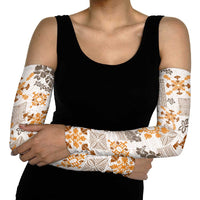 Hawaii Tapa Tribal Arm Sleeves With Hawaiian Quilt Pattern Gold - Polynesian Pride