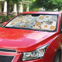 Hawaii Tapa Tribal Auto Sun Shade With Hawaiian Quilt Pattern Gold - Polynesian Pride