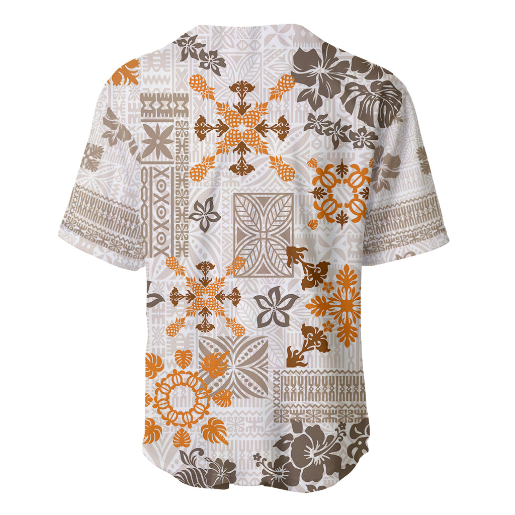 Hawaii Tapa Tribal Baseball Jersey With Hawaiian Quilt Pattern Gold LT9 - Polynesian Pride