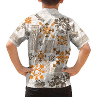 Hawaii Tapa Tribal Family Matching Summer Maxi Dress and Hawaiian Shirt With Hawaiian Quilt Pattern Gold LT9 - Polynesian Pride