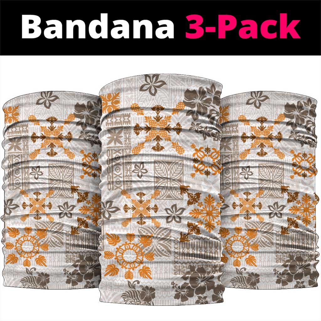 Hawaii Tapa Tribal Neck Gaiter With Hawaiian Quilt Pattern Gold - Polynesian Pride