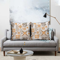 Hawaii Tapa Tribal Pillow Cover With Hawaiian Quilt Pattern Gold - Polynesian Pride