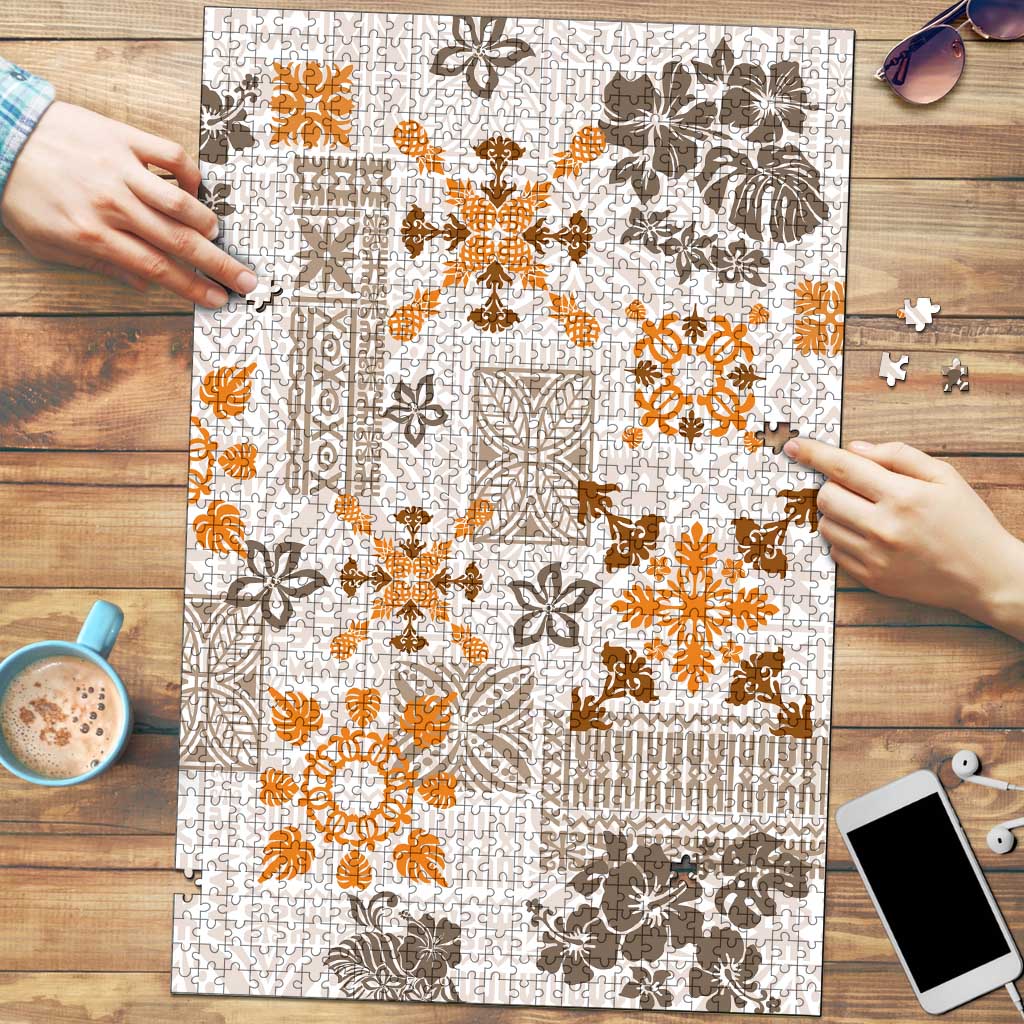 Hawaii Tapa Tribal Puzzle With Hawaiian Quilt Pattern Gold LT9 Gold - Polynesian Pride