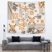 Hawaii Tapa Tribal Tapestry With Hawaiian Quilt Pattern Gold LT9 - Polynesian Pride