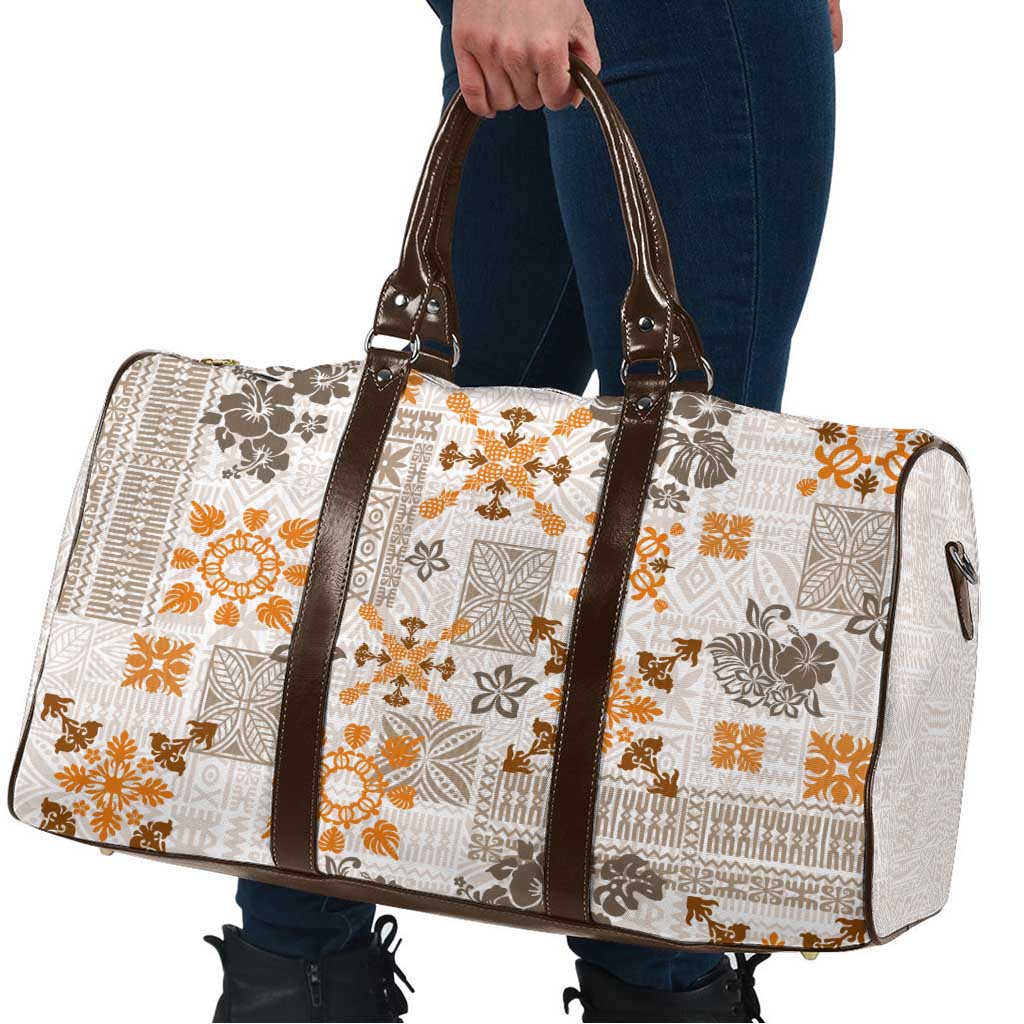 Hawaii Tapa Tribal Travel Bag With Hawaiian Quilt Pattern Gold - Polynesian Pride