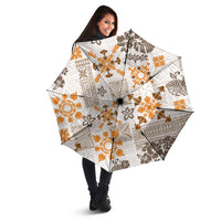Hawaii Tapa Tribal Umbrella With Hawaiian Quilt Pattern Gold - Polynesian Pride