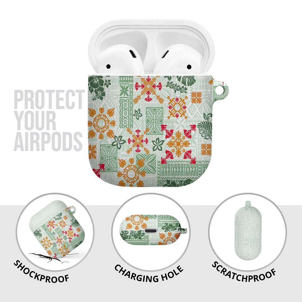 Hawaii Tapa Tribal AirPods Case With Hawaiian Quilt Pattern Green - Polynesian Pride