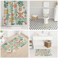 Hawaii Tapa Tribal Bathroom Set With Hawaiian Quilt Pattern Green - Polynesian Pride