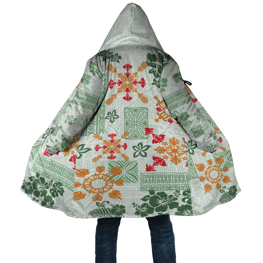 Hawaii Tapa Tribal Cloak With Hawaiian Quilt Pattern Green - Polynesian Pride