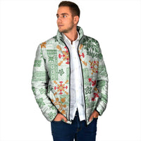 Hawaii Tapa Tribal Padded Jacket With Hawaiian Quilt Pattern Green LT9 - Polynesian Pride