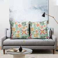 Hawaii Tapa Tribal Pillow Cover With Hawaiian Quilt Pattern Green - Polynesian Pride