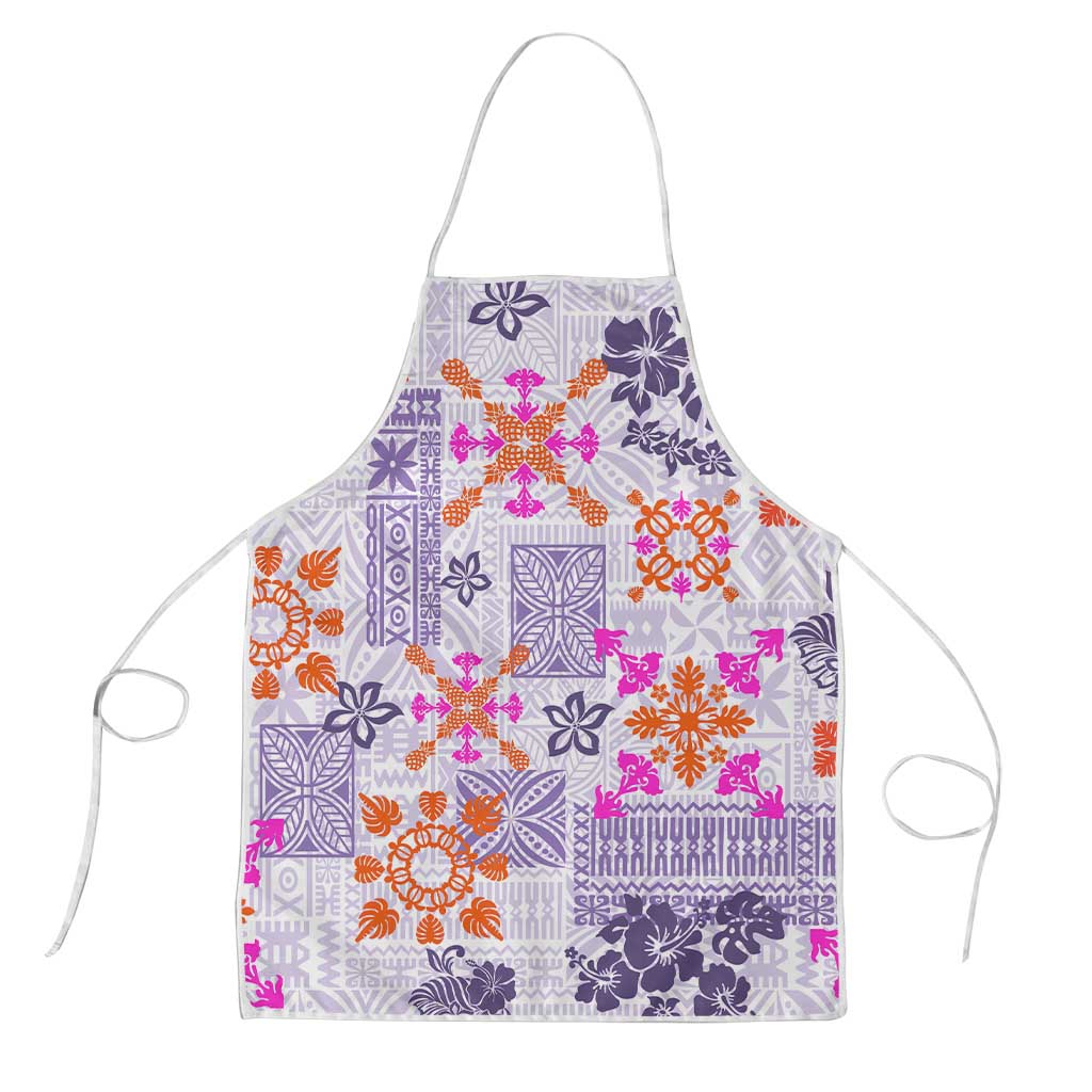 Hawaii Tapa Tribal Apron With Hawaiian Quilt Pattern Violet LT9 Violet - Polynesian Pride