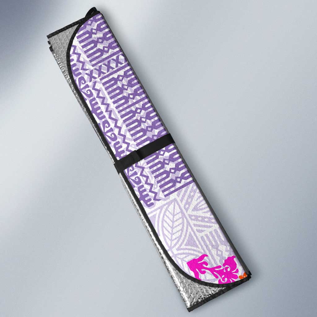 Hawaii Tapa Tribal Auto Sun Shade With Hawaiian Quilt Pattern Violet - Polynesian Pride