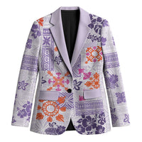 Hawaii Tapa Tribal Blazer With Hawaiian Quilt Pattern Violet - Polynesian Pride